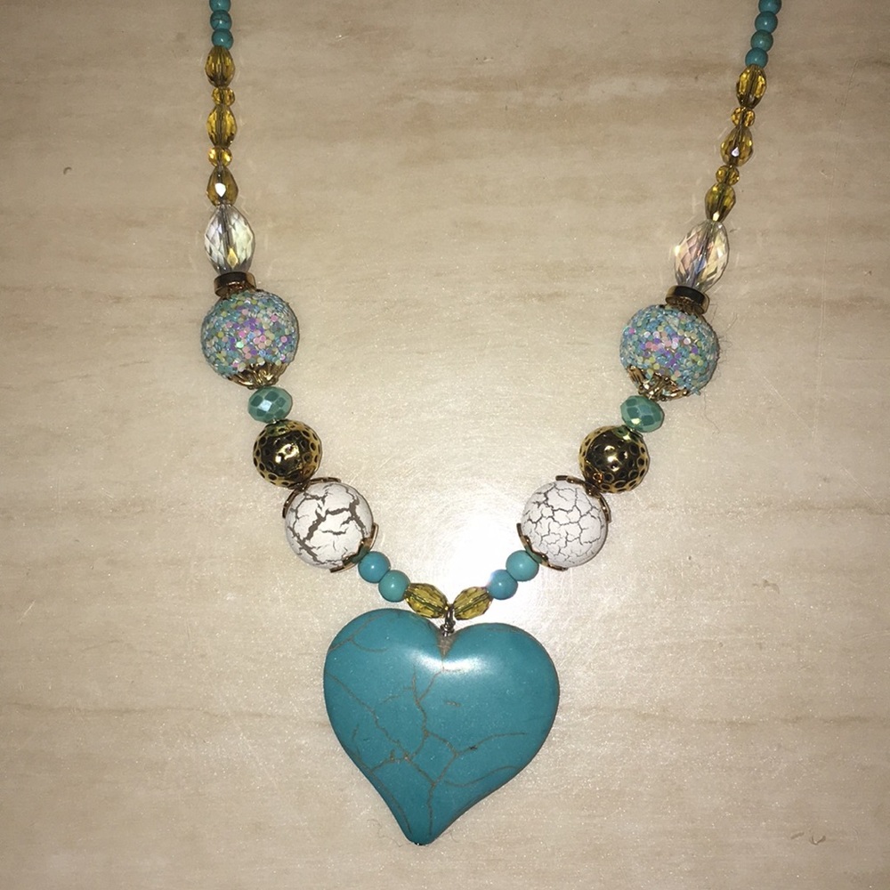 Handmade Blue and White Necklace and Bracelet Set - Picture 2 of 3
